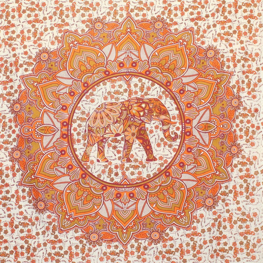 Elephant Tapestry (White)